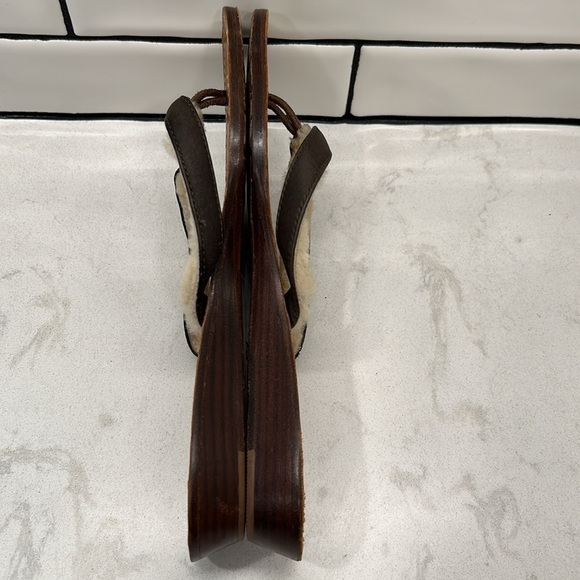 Ugg Fur Flip Wooden Bottom Flops Women’s Size 8 - Picture 12 of 14